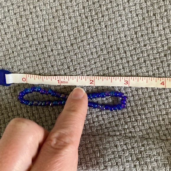 Handmade Blue Iridescent Beaded Bracelet Set - Picture 7 of 10